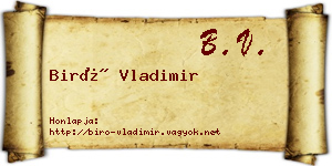 Biró Vladimir névjegykártya